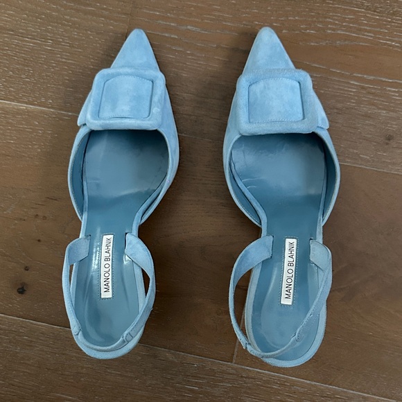 Manolo Blahnik Shoes - Manolo Blahnik Light Blue Suede Heels
